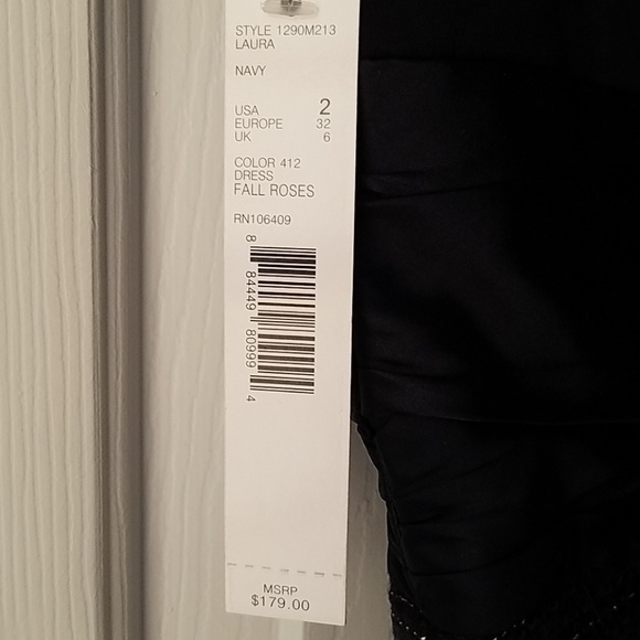 NWT Antonio Melani Laura Navy Fall Roses dress - Picture 5 of 5